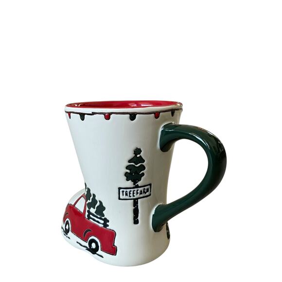 Potter's Studio Red Truck w Christmas Trees Boot-Shaped Coffee Mug 12oz Set of 2 - Picture 11 of 14